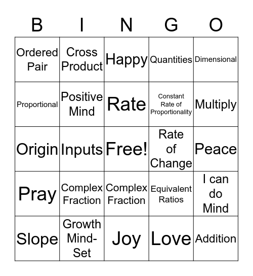 8th Vocabulary/Growth-Mind Set Bingo Card