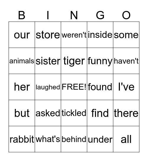 Grade 1 Bingo Card