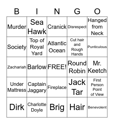 The True Confessions of Charlotte Doyle Bingo Card