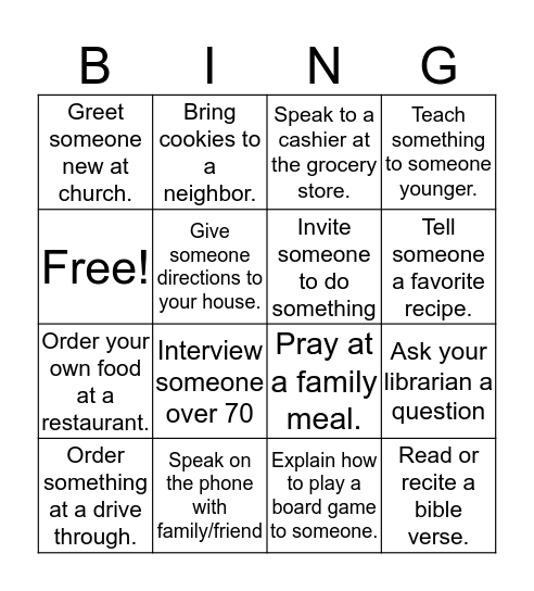 Public Speaking Skills BINGO Card