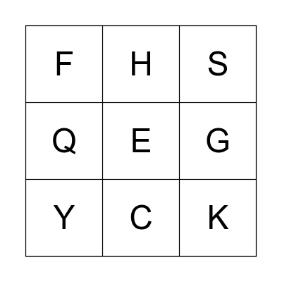 THE ALPHABET Bingo Card