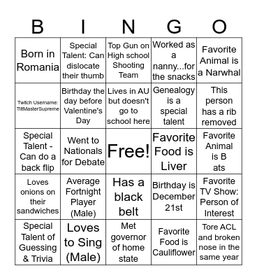 Augsburg Bingo Card