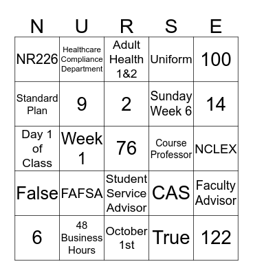 Advising Meeting Bingo Card