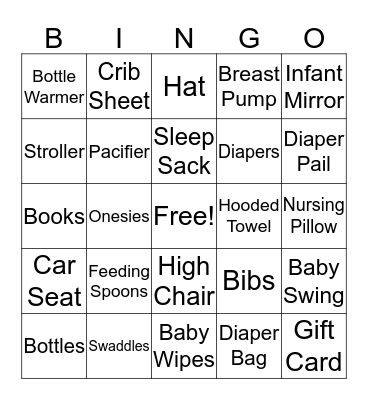 Hallie's Baby Shower Bingo Card