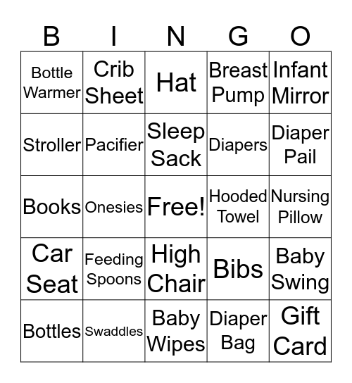 Hallie's Baby Shower Bingo Card