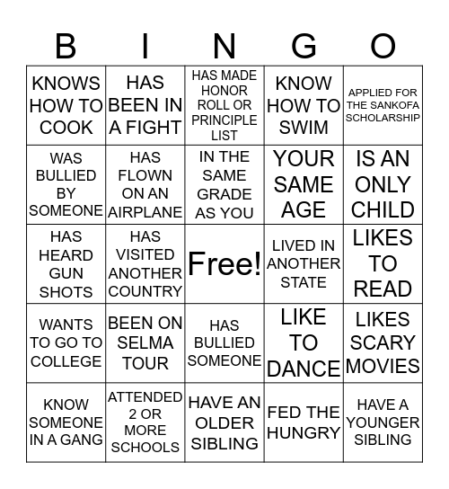 M.A.D.I.O.C BINGO Card