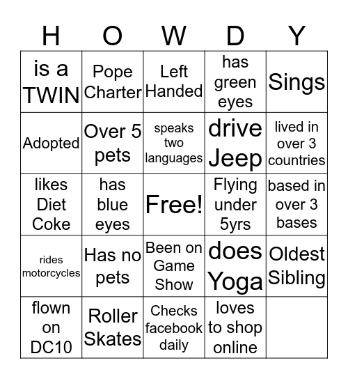 Get To KNOW YOU!!! Bingo Card