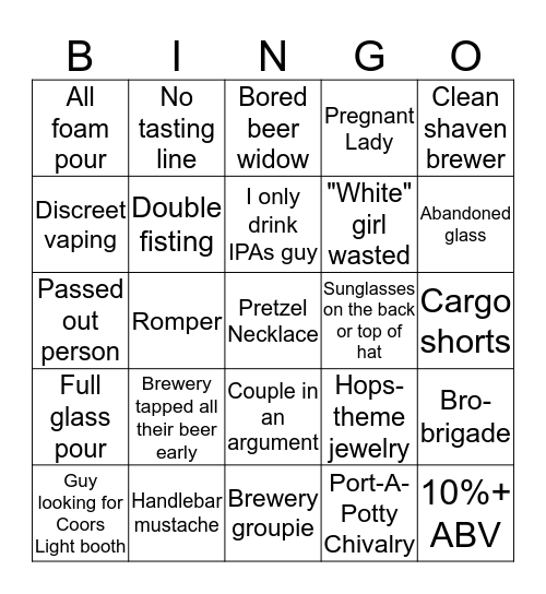 2018 Screw City Beer Fest Bingo Card