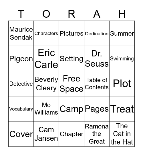 TABR Summer Reading Party Bingo Card