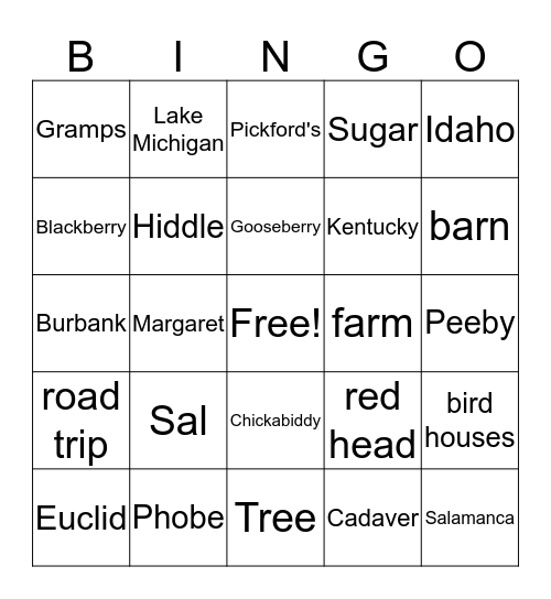 Lechner Bingo Card