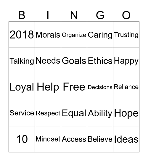 Excellence Happens Here Bingo Card