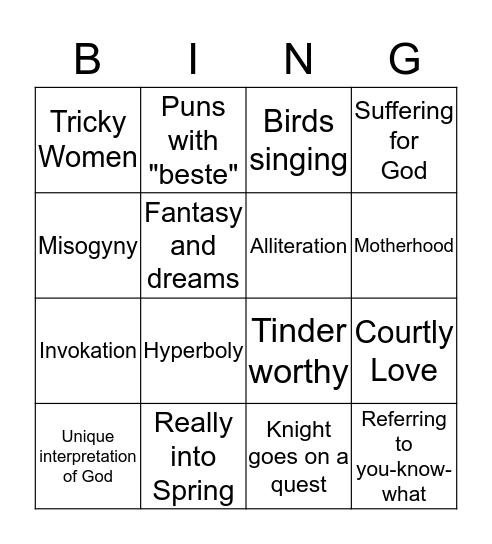 Party in the Middle! Bingo Card
