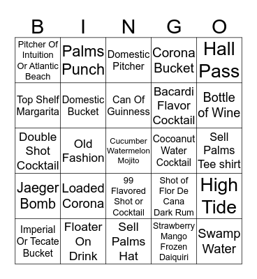 PFC BAR BINGO  Bingo Card