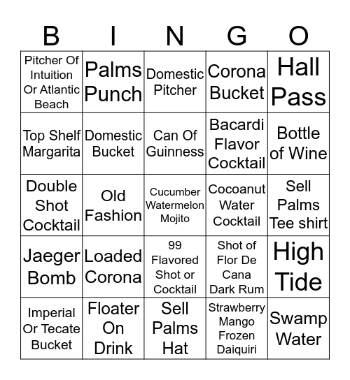 PFC BAR BINGO  Bingo Card