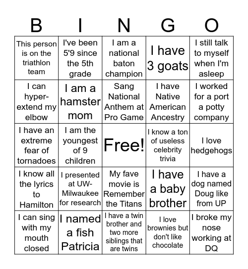 Wartburg Bingo Card