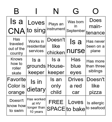 Find Someone Who.......... Bingo Card