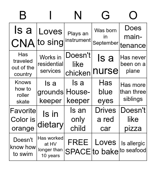 Find Someone Who.......... Bingo Card