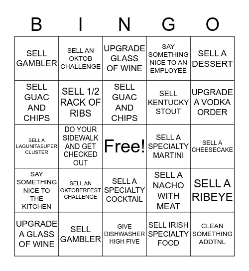 SERVER BINGOOOOOOOOOO Bingo Card