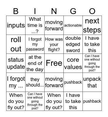 NBC Bingo - comments and jargon edition Bingo Card