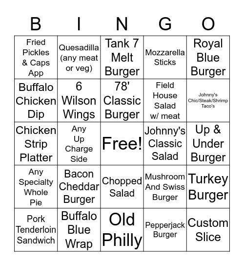 Johnny's Bingo Card