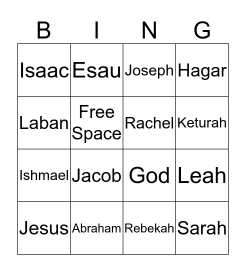 Genesis  Bingo Card