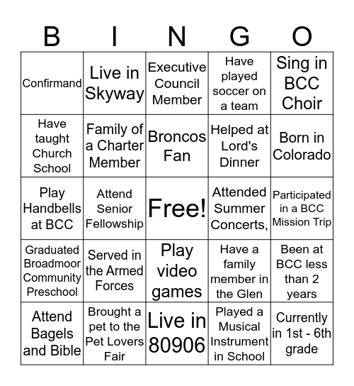 BCC Bingo Card