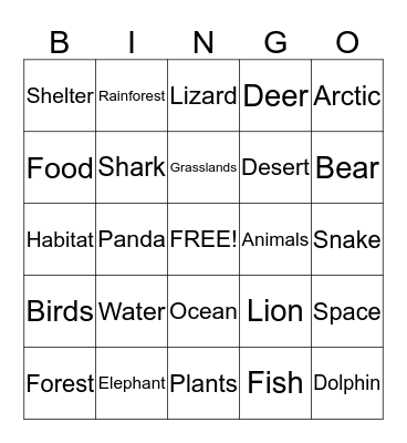 Habitat Bingo Card