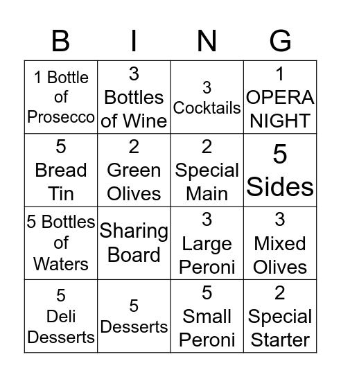 LUNCH BINGO  Bingo Card