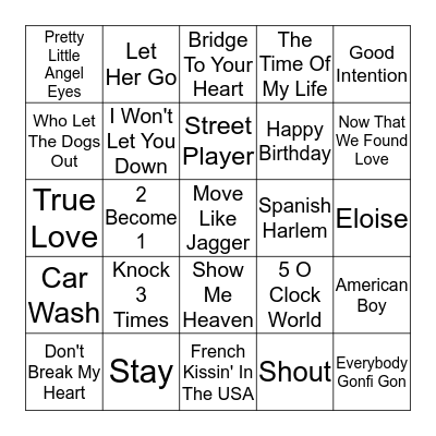 Greenhills Rock N Roll Bingo 2019 Bingo Card