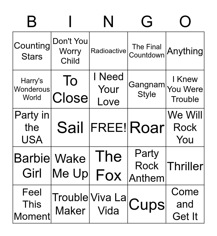 Music bingo app