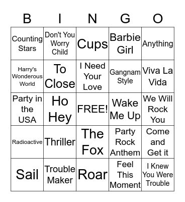 Music Bingo Card