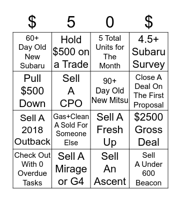 Sales Bingo Card