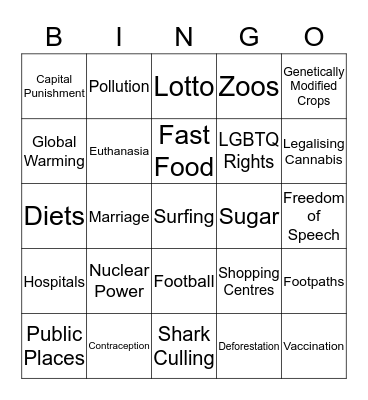 ISSUES BINGO Card