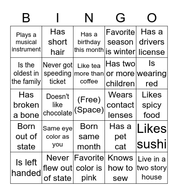 Get to know Bingo Card