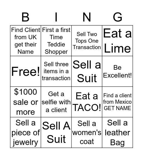 Excellence Bingo  Bingo Card
