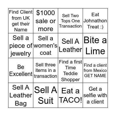 Excellence Bingo  Bingo Card