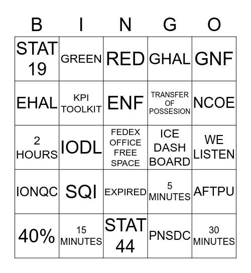 SQINGO Bingo Card
