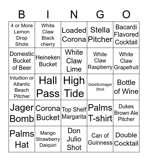 PFC Bar Bingo Card