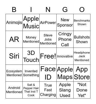 Apple Bingo Card