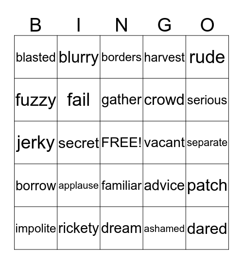 The Harvest Birds - Kamishibai Man Bingo Card