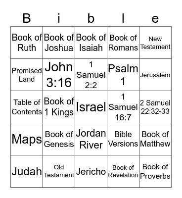 Bible Bingo Card