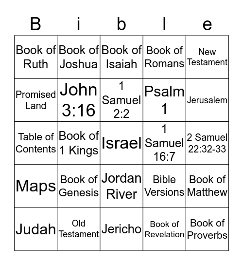 Bible Bingo Card