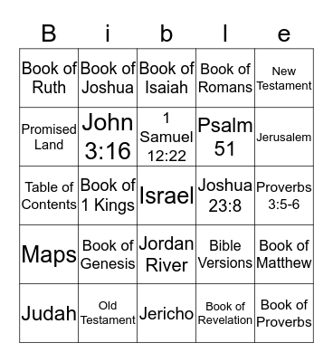 Bible Bingo Card