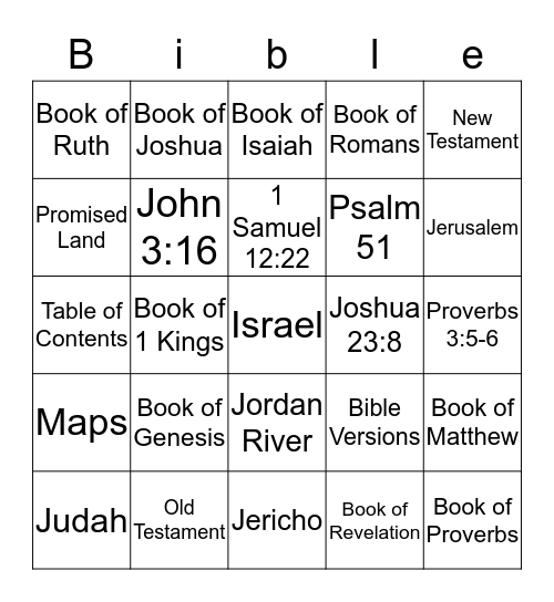 Bible Bingo Card