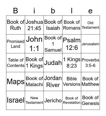 Bible Bingo Card