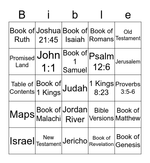 Bible Bingo Card