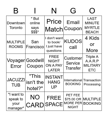Misfit Bingo Card
