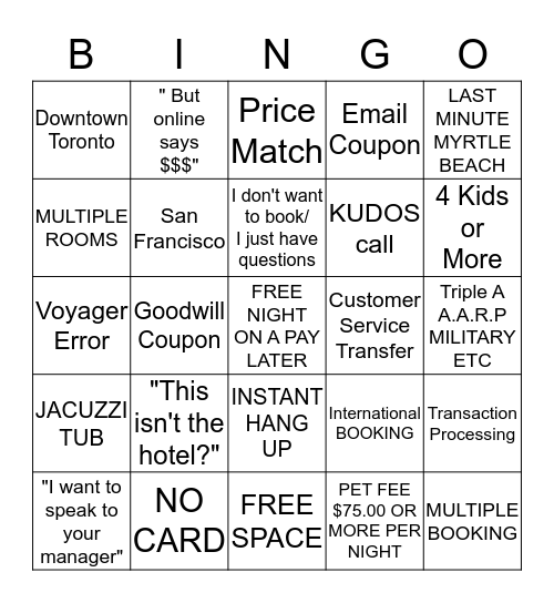 Misfit Bingo Card