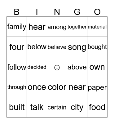BINGO Card