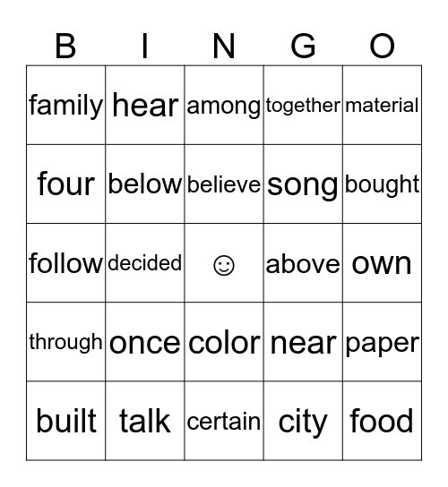 BINGO Card